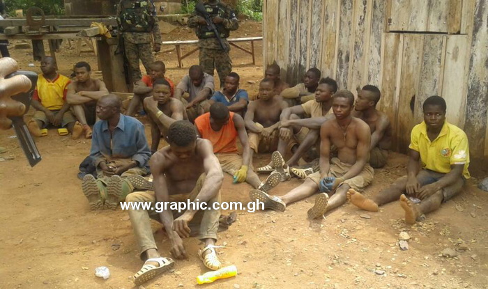 A photograph of those initially arrested following the swoop